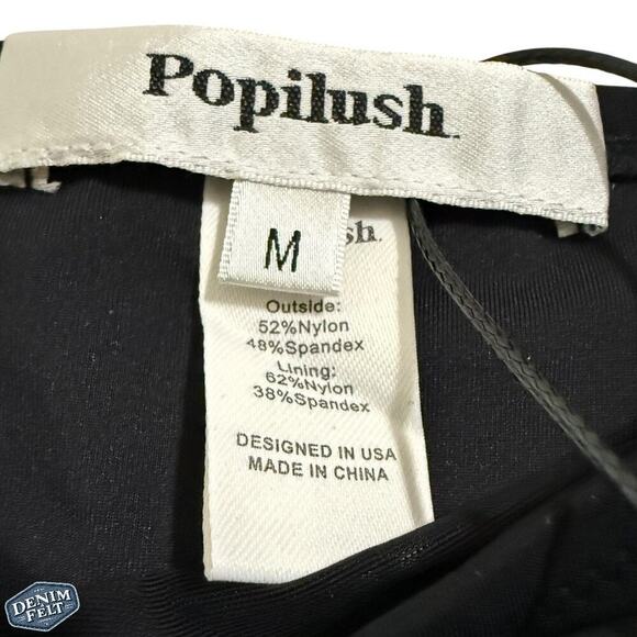 Popilush High-Waisted Ruched Shaping Swim Bottoms Black Size Medium VIRAL NEW - Picture 12 of 13